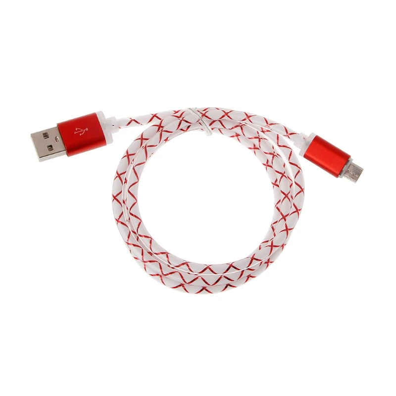Светодиодный свет люминесцентный светящийся Micro USB синхронизации данных зарядный кабель для телефона Android