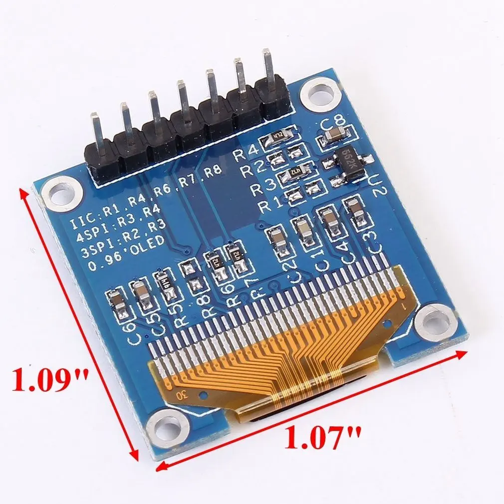 0.96 Inch 7-Pin Blue-White-Yellow-Blue Oled Display Panel Oled Module Compatible With Spi/Iic Oled Display