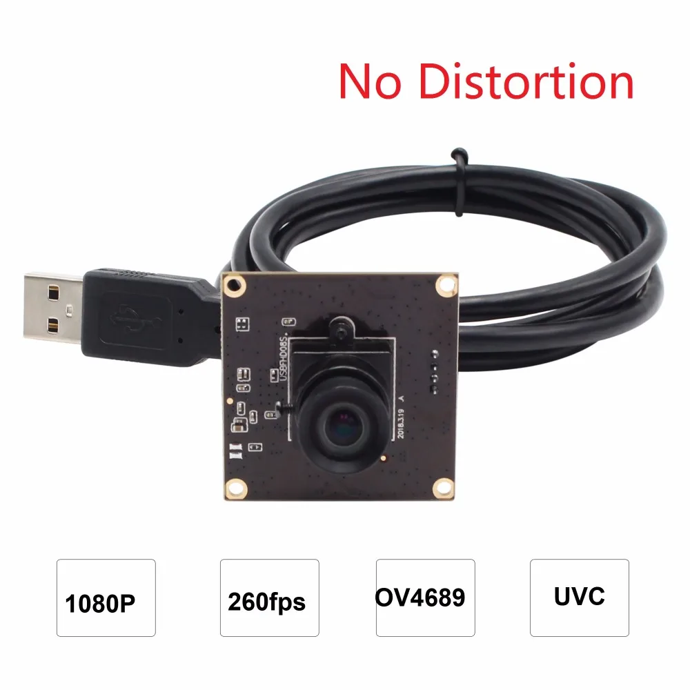 

ELP No distortion USB Camera MJPEG 260fps 640X360/120fps 720P/60fps 1080P CMOS OV4689 Mini 260fps USB Industrial Camera