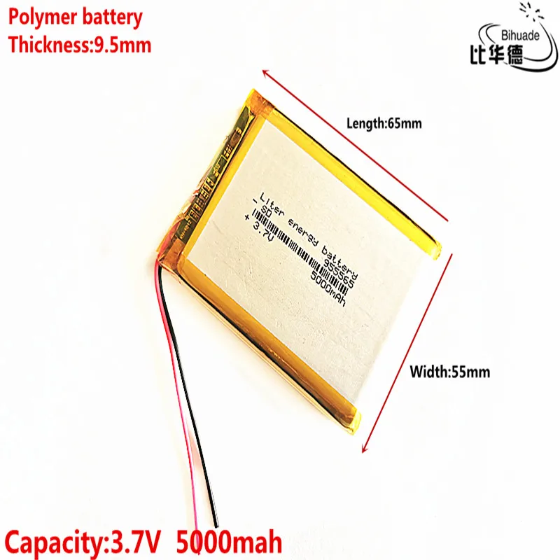 Хорошего качества 3,7 V, 5000 mAH, 955565 полимерный литий-ионный/литий-ионная аккумуляторная батарея для игрушка, портативное зарядное устройство