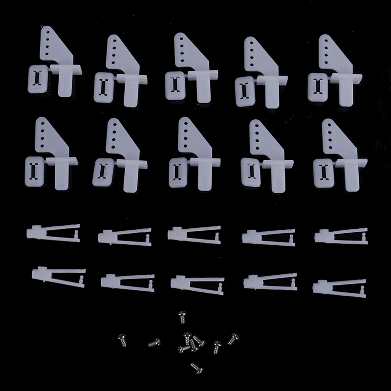 10 Sets Medium Lock On Nylon Control Horn And Clevis 21mm Set Rudder Servo Ailerons Elevators 2