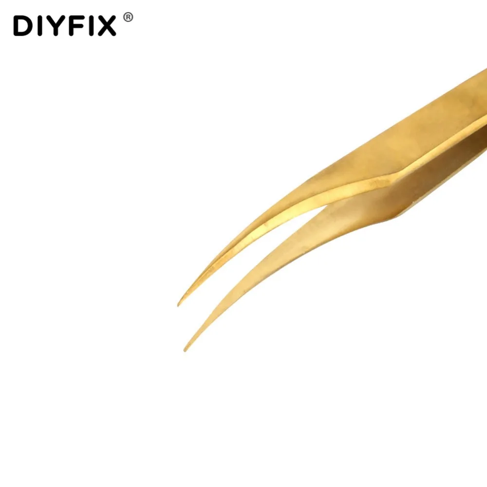 DIYFIX 2 шт. гальванические пинцеты щипцы для наращивания ресниц Изогнутые