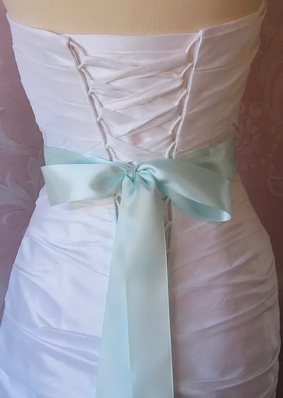 JLZXSY 2 дюймов X 120 дюймов атласная лента для свадьбы пояс/свадебный пояс/вечернее платье пояс 5 см Двусторонняя атласная лента выбрать цвет - Цвет: Light Auqe
