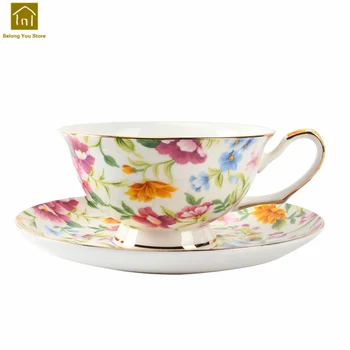 

Luxury Bone Porcelain Coffee Cup Saucer Set China Tea Ceramic Elegant Coffee Porzellan Teetassen Chinese Pottery tools WKD063