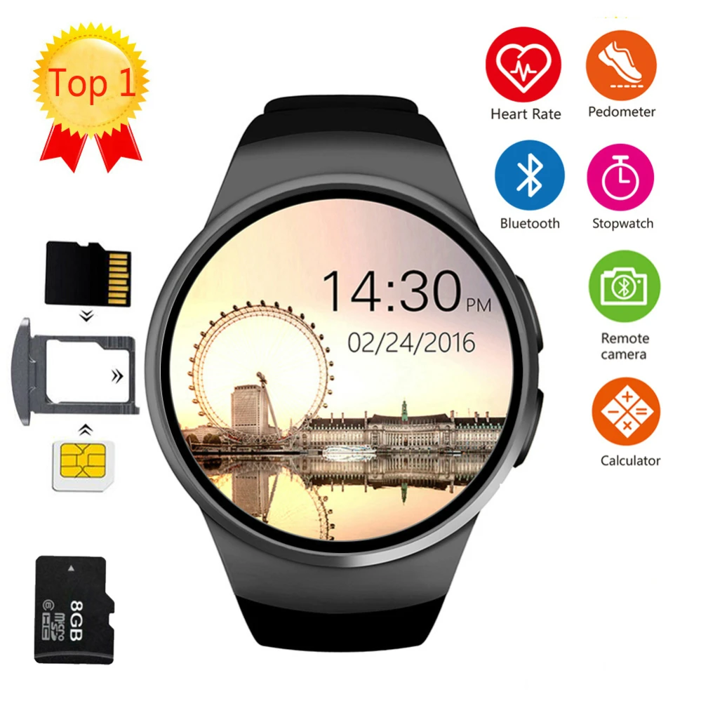 

2019 KW18 Bluetooth Smart Watch Full Screen Support SIM TF Card Smartwatch Phone Heart Rate for Apple Gear S2 Huawei Xiaomi