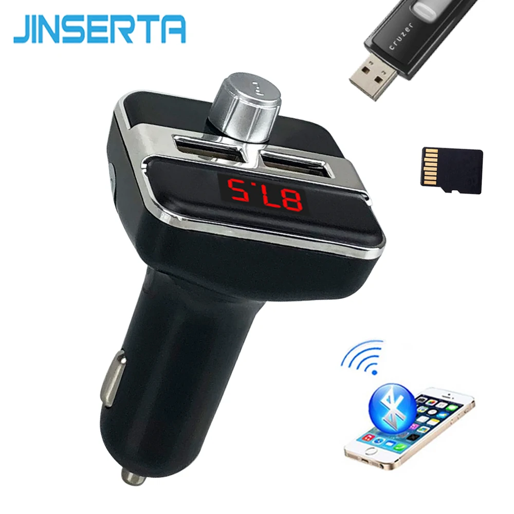 JINSERTA fm-передатчик Bluetooth Handsfree автомобильный MP3 музыкальный плеер 2 USB Автомобильное зарядное устройство беспроводной аудио приемник адаптер с TF слотом