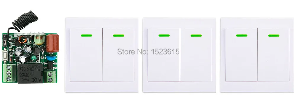 

New AC220V 1CH Wireless Remote Control Switch System Receiver +3*Wall Panel Remote Transmitter Sticky Remote Smart Home Switch
