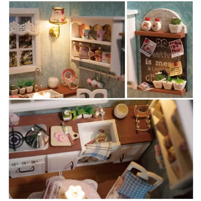 3D DIY Кукольный дом деревянные кукольные домики миниатюрный кукольный домик мебель набор игрушек для детей Взрослые подарок на день рождения