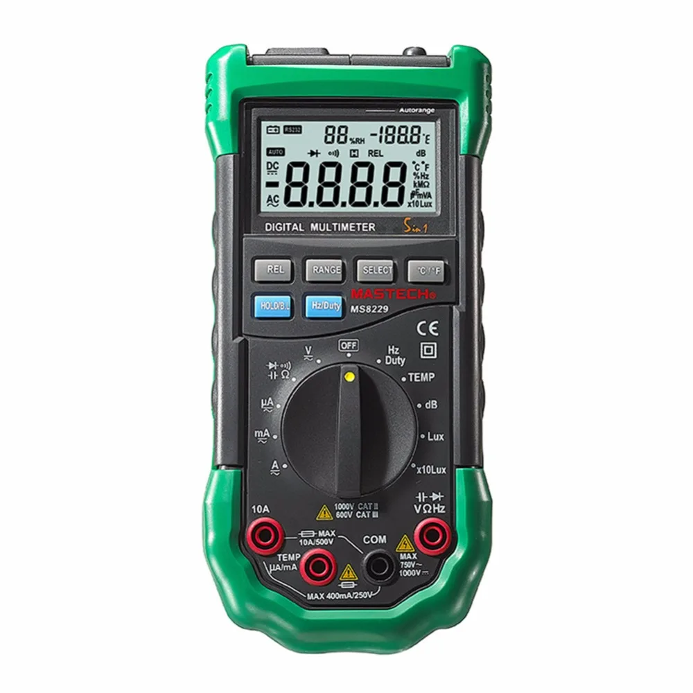 MASTECH MS8229 Цифровой мультиметр 5 в 1 измеритель уровня шума и температуры влажности