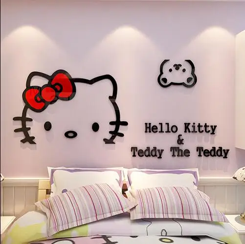 kartun hello kitty kristal akrilik stiker dinding 3d acrylic hiasan