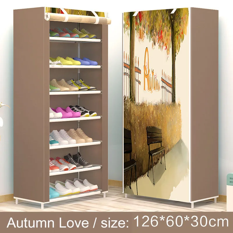 8-Слои 7-сетка модный простой нетканый материал для обуви обувной шкаф для обуви многофункциональный супер хранения стойка для обуви - Цвет: autumn love