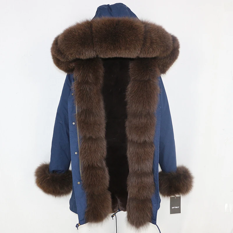 OFTBUY 2019 зимняя куртка для женщин натуральный мех пальто длинные парки натуральный Лисий Мех животных меховой капюшон, воротник Толстая
