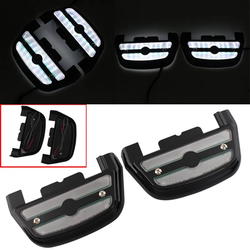 Passenger Footboard Floorboard Cover White LED Light Fits For Harley
