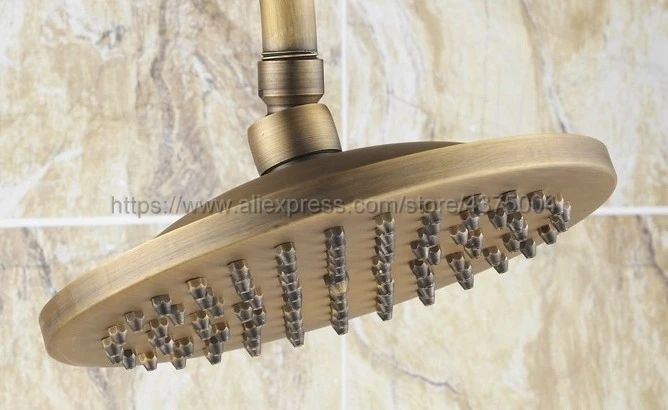 Antique Brass Bathroom Rainfall Shower Faucet Set Mixer Tap With Hand Sprayer Wall Mounted Nan103