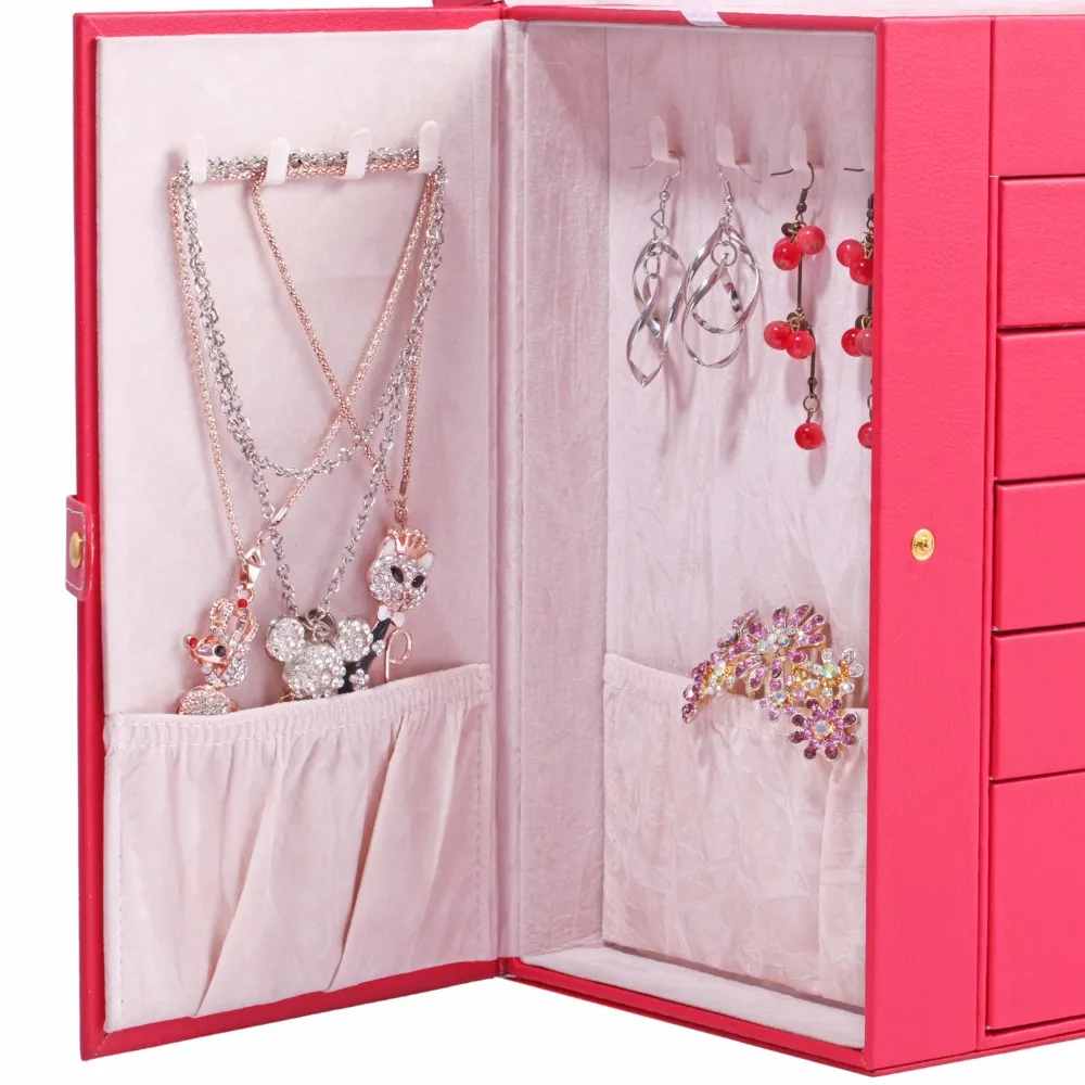 Extra Large Red Jewelry Box Mirror Jewellery Cabinet White
