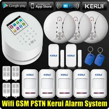 KERUI Беспроводной WiFi GSM PSTN для дома Sucerity сигнализации Системы Беспроводной детектор дыма Клавиатура RFID Беспроводной умные сигнализация против потери