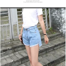 AS45 летний стиль плюс размер женские с высокой талией нерегулярные синие джинсовые шорты с бахромой женские повседневные джинсовые шорты с карманами