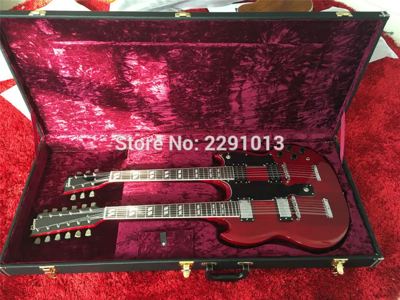

Excellent Hard case for EDS 1275 double neck guitar;golden Logo;gold metal parts;red interior;free shipping
