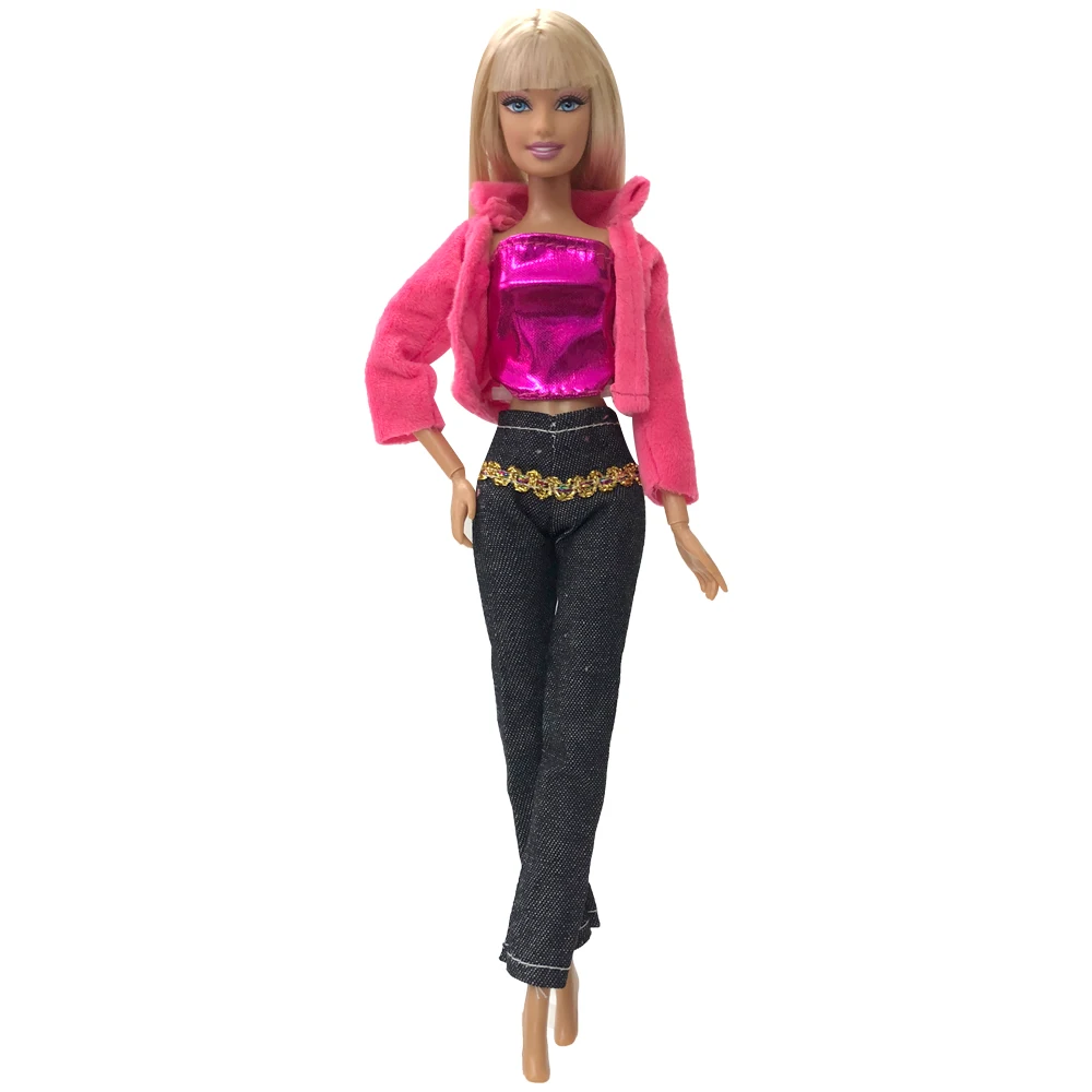 NK один комплект мода ручной Повседневное Стиль одежда+ брюки для куклы Барби для девочек день рождения Новогодний подарок для дети 010C