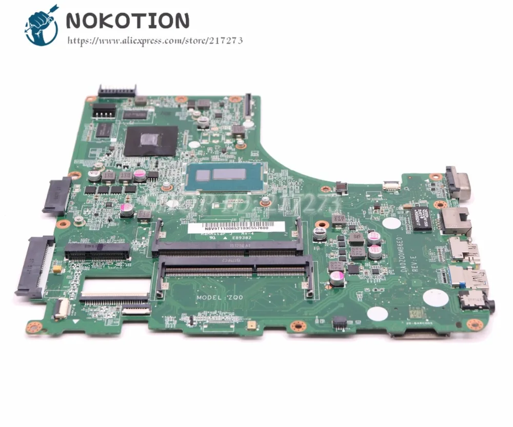 NOKOTION для acer aspire V3-472 V3-472P Материнская плата ноутбука DA0ZQ0MB6E0 NBV9T11006 основная плата I3-4005U Процессор GT820M GPU