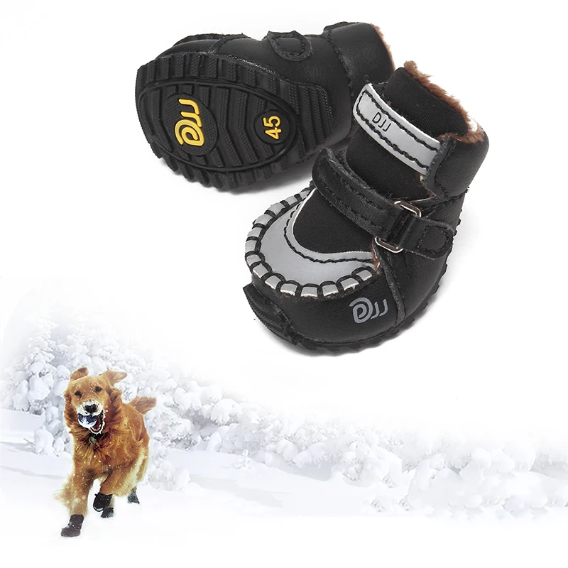 

4pcs Pet Dog Shoes Winter Waterproof Anti-slip Protect Paw Dog Boots Warm Soft Flexible 3 Color 6 Size Dog Product Pet Supplies