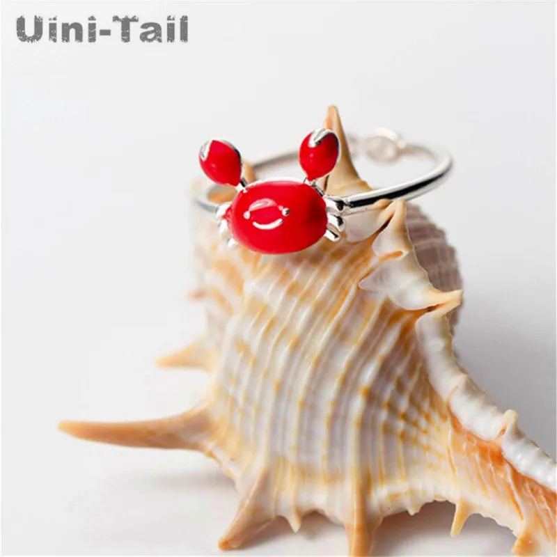 Кольцо Uini-Tail из стерлингового серебра 925 пробы с красным крабом | Украшения и