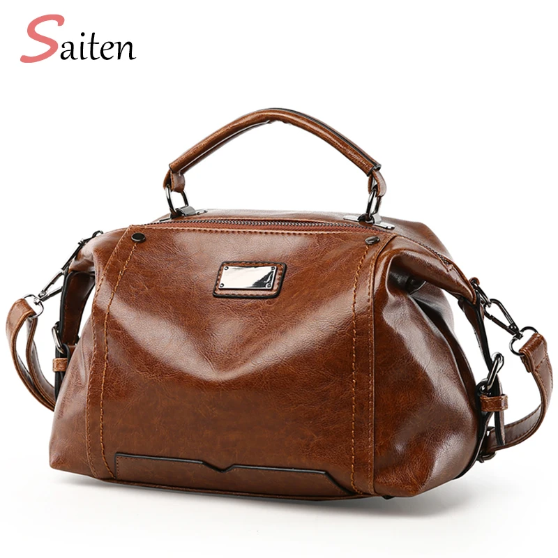 

2018 New Women Shoulder Bags Burgundy PU Leather Bag Fashion Hand Bags Casual Tote Elegant Ladies Handbag Vintage Bag Stitching