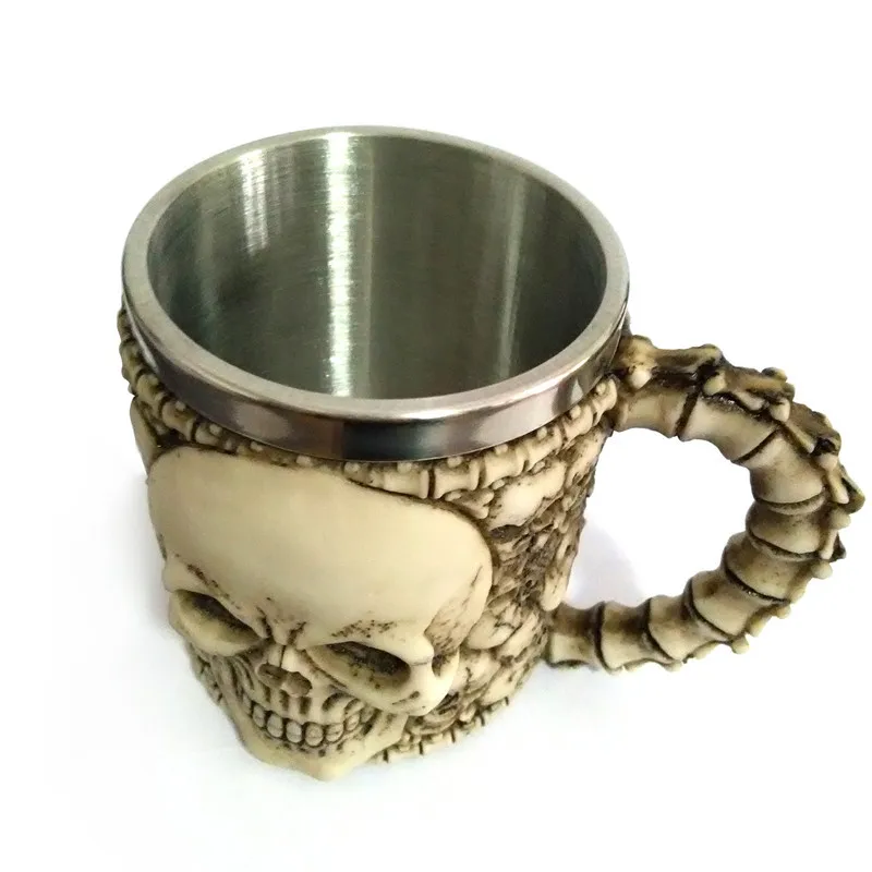 DUOLVQI персонализированные двойные стенки из нержавеющей стали 3D череп кружки кофе чай бутылка кружка Череп Рыцарь Кружка ДРАКОН Питьевая чашка