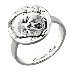 Оптовая продажа индивидуальные фото выгравированы кольцо из стерлингового серебра Семья Кольцо для матери памятный подарок