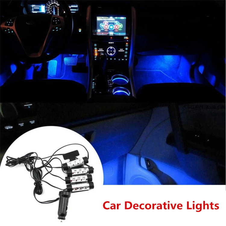 

1 Set Universal Car Interior Decorative Atmosphere Lamp Blue LED No Need to Modify Quick Installation