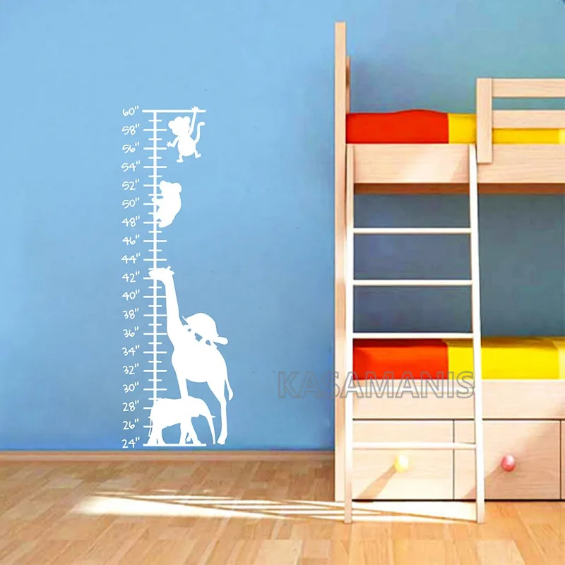 Peel and Stick Safari Growth Chart Sticker Kids Bedroom Decor