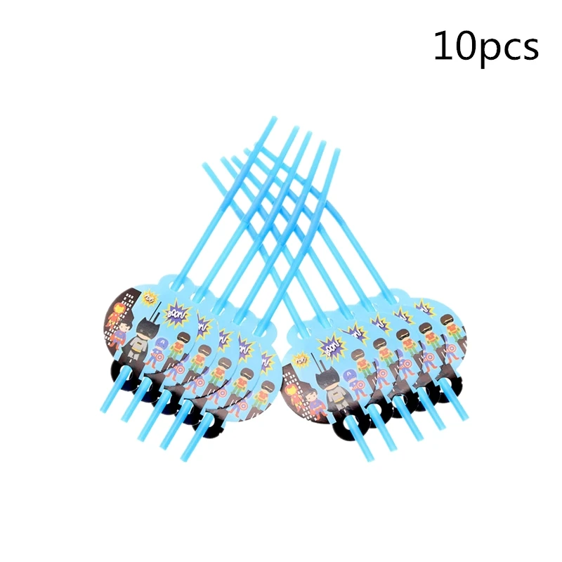OLOEY супергерой Мстители баннер Железный человек Бэтмен Супермен детский душ День Рождения украшения Детские вечерние принадлежности - Цвет: Straw 10pcs