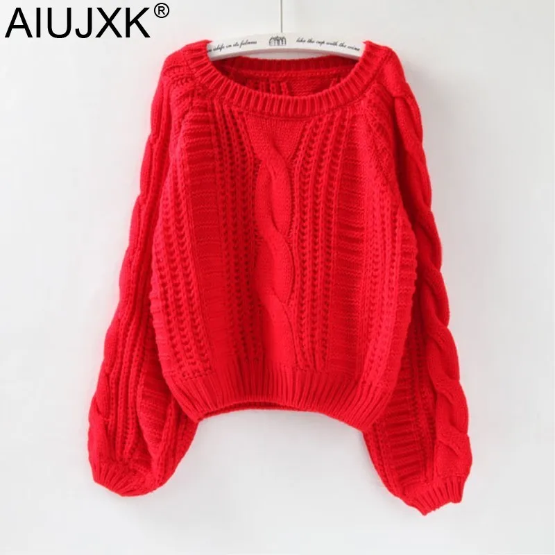 

AIUJXK Fashion Autumn Winter Loose Soft Sweater Women 2019 Casual Twist Knitted Short Sweaters Thick Warm Pullover Female Jumper