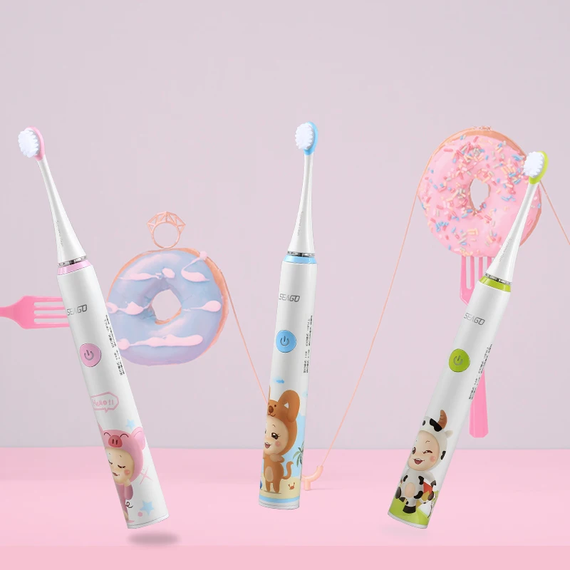 

Seago Sonic Electric Toothbrush for Children kid 3-12 years Cartoon Four-speed Washable Teeth Tooth brush Electric USB charge