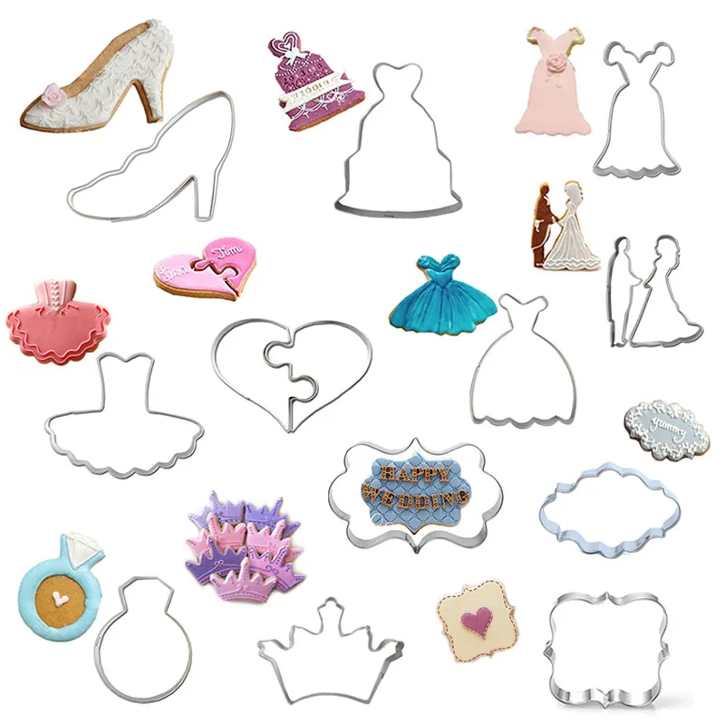 12pcs/lot Wedding Cake Decorating Tools Metal Cookie Cutters Fondant