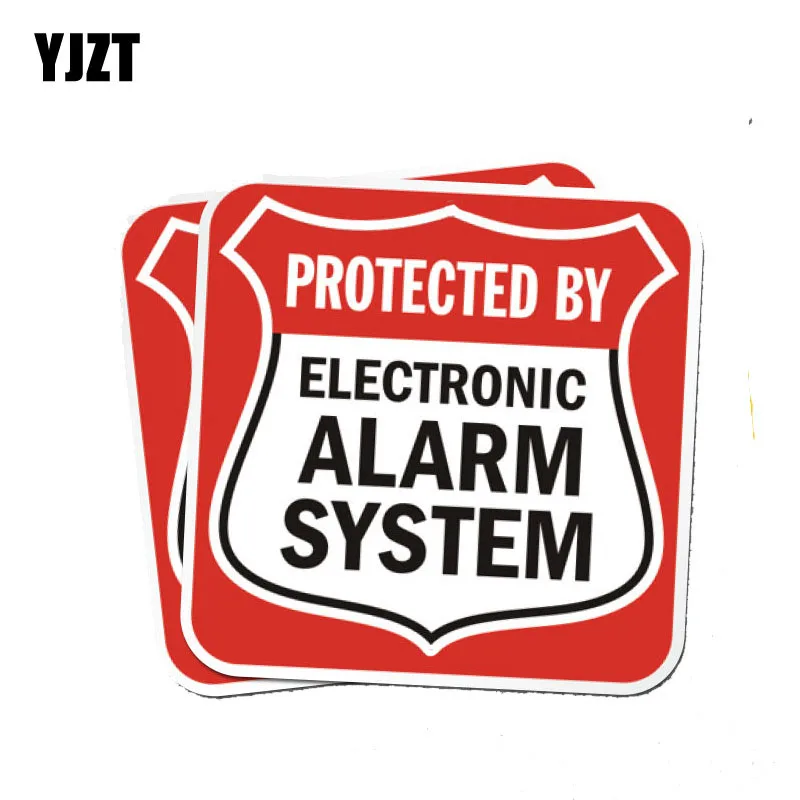 

YJZT 2X 12CM*12CM Funny Electronic Alarm System Decal Warning Reflective PVC Car Sticker 12-1173