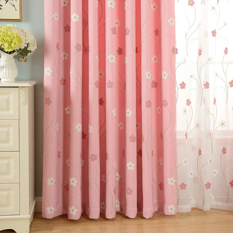 Пасторальный розовый плотные шторы вышитый тюль цветочный узор для детей/обувь девочек спальня гостиная декоративное