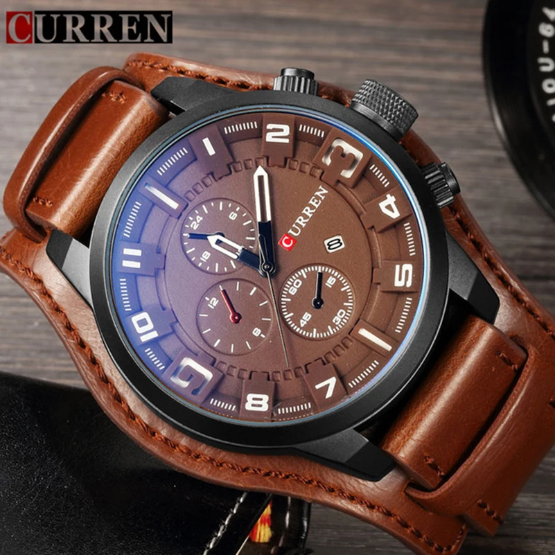 

Curren Top Brand Luxury Leather Men Watch Army Military Quartz Mens Watches Casual Sport Clock Watch Relogio Masculino Dropship