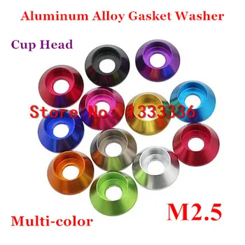 

10pcs M2.5 Anodized Color Aluminum Alloy Cylinder Cup Head Cone Taper Gasket Washer Car Model Shim Parts
