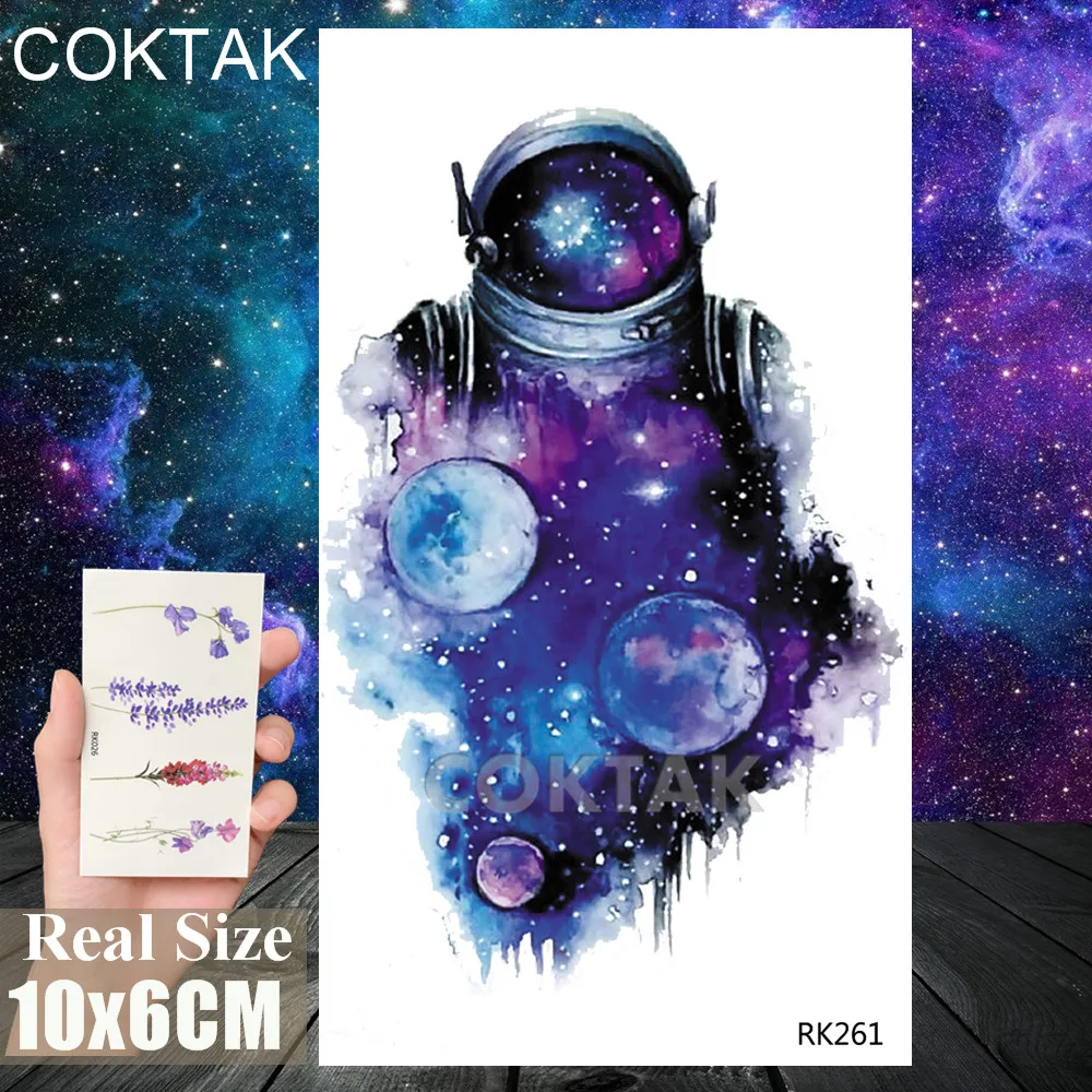 Временные татуировки 3D для мужчин и женщин черная копия Галактики водостойкая
