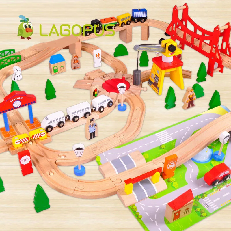 

lagopus 100 Pieces of Educational Toys Wooden Toys Wooden Suits Small Train Tracks Children Early Education Toy for Children