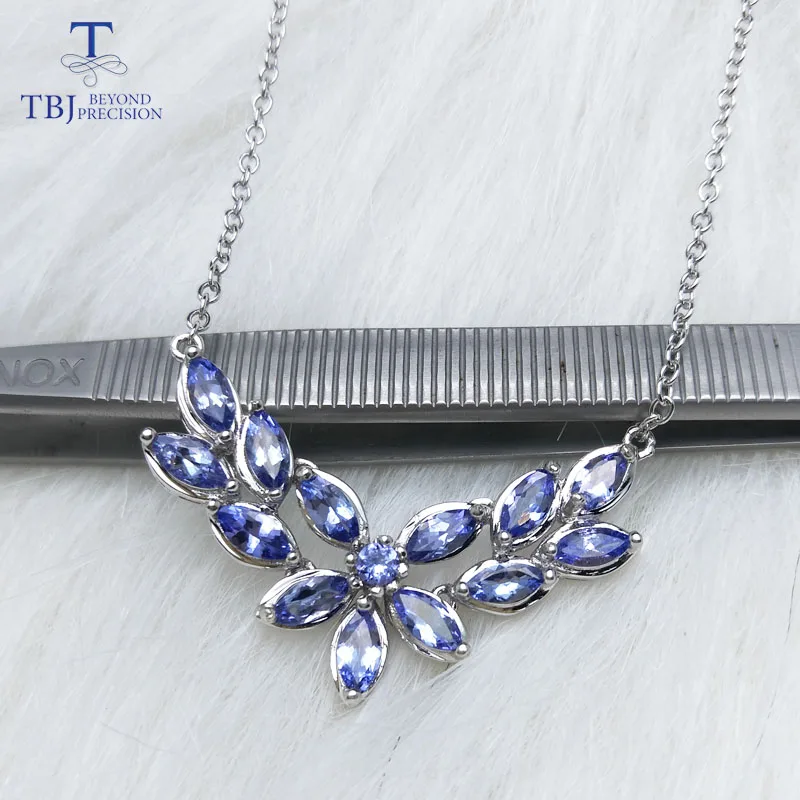 

TBJ ,Special design,elegant necklace with natural tanzanite gemstone in 925 sterling silver with gift box for girls & women