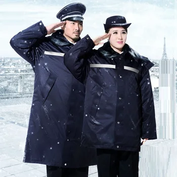 

Winter security uniforms overcoat thickening security men suit winter cotton-padded jacket lengthen work wear male female
