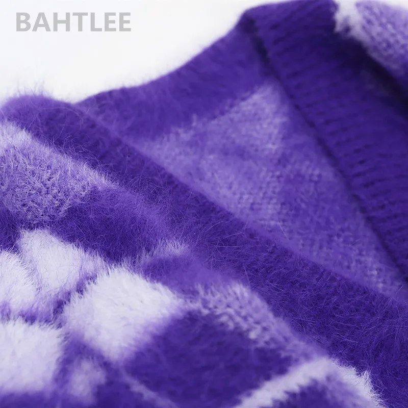 BAHTLEE, зимние женские длинные кардиганы из Ангорского Кролика, вязаный свитер, свободный, сохраняющий тепло, с геометрическим узором, с карманами