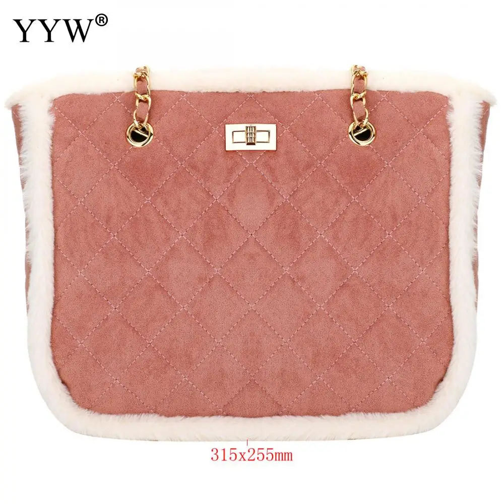 

Pink Flannelette Soft Winter Women Sling Shoulder Bag Designs Large Capacity Crossbody Messager Bucket Bags For Female 2018 New