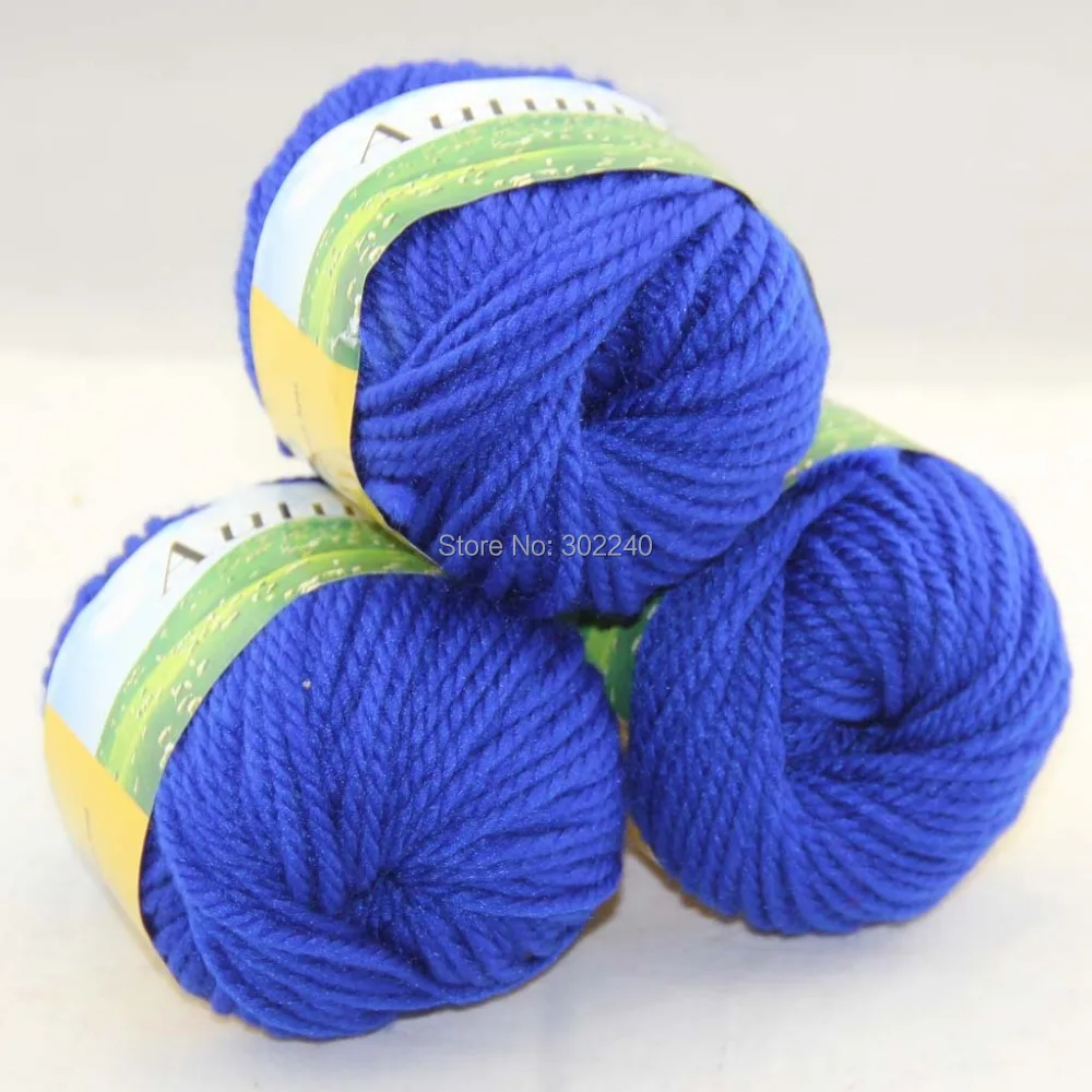LOT of 3 BallsX50g Chunky Hand woven Coarse Knitting Yarn Blue Velvet