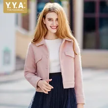 Модная тонкая однобортная Женская куртка женская зимняя короткая куртка плюс хлопковая теплая верхняя одежда розовое шерстяное пальто куртка женская