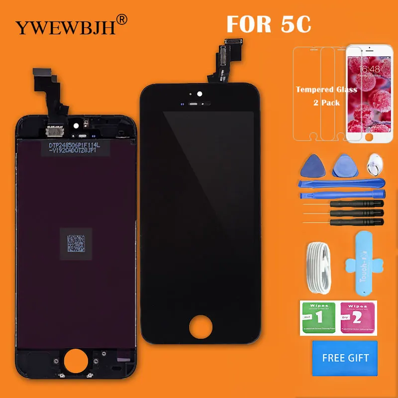 

YWEWBJH 100Pcs lot AAA LCD For 5C Screen No Dead Pixel Spots Display Touch Digitizer Assembly Repair Part Black Freeshipping