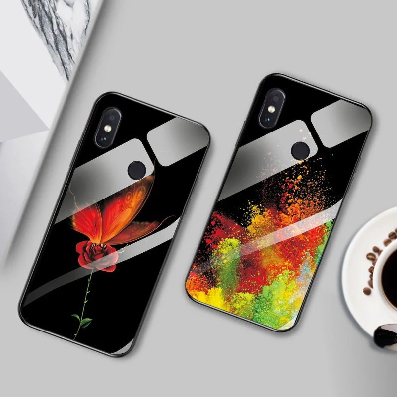 

Tempered Glass Case Cover For Xiaomi Redmi Note5 Pro Silicone Bumper Redmi Note 5 Pro Big Red Rose Back Covers Shell Note5 Pro