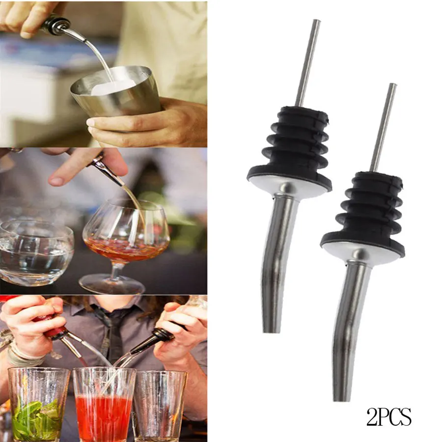 2pcs Stainless Steel Pourer Oil Cork Bartender Wine Accessories Wine